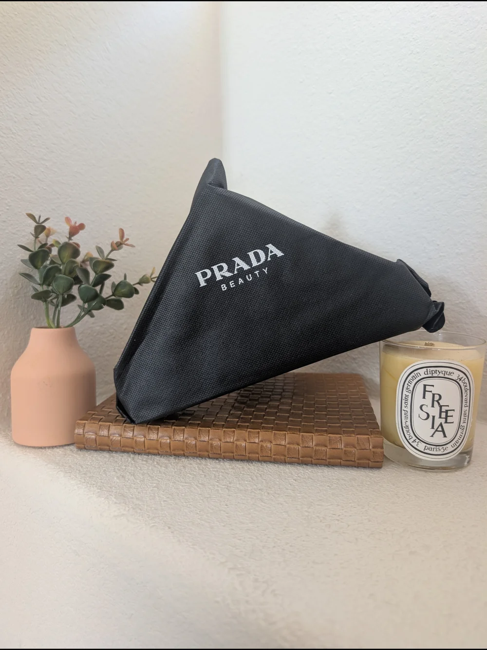 PRADA Beauty Pink Triangle Cosmetic Pouch